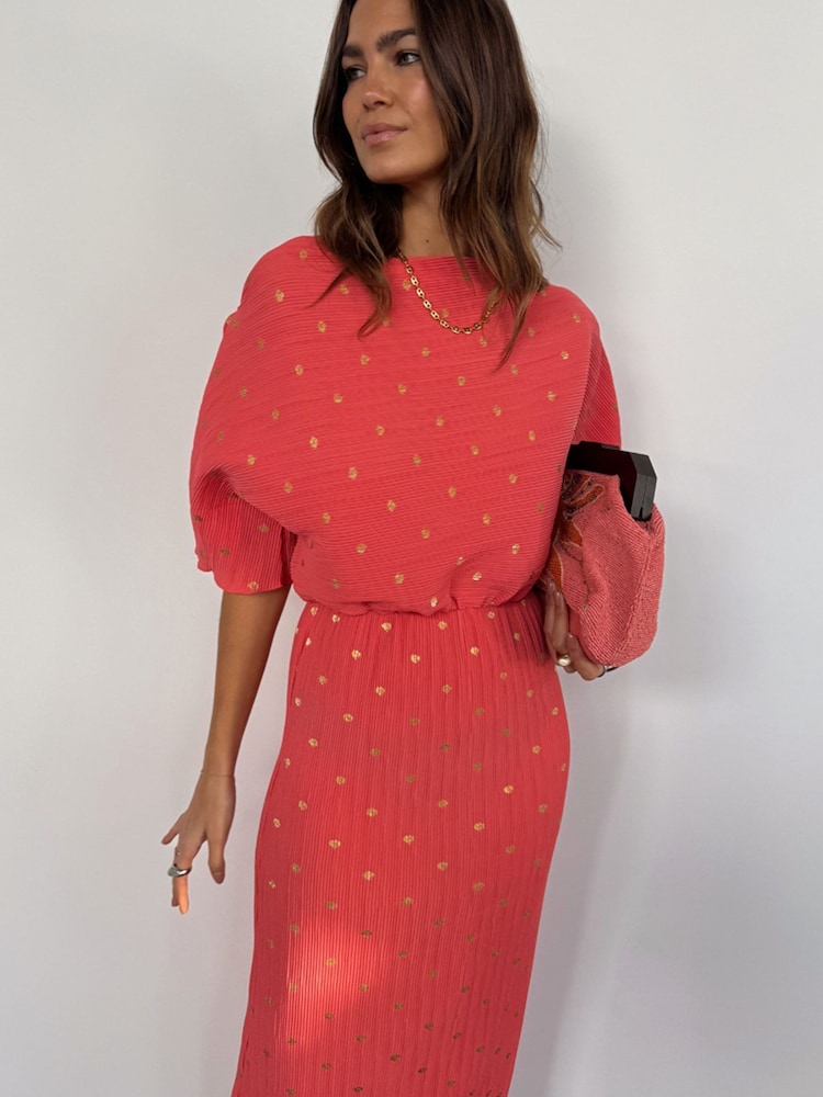 Never Fully Dressed Pink Plisse Tilly Dress - Image 1 of 7