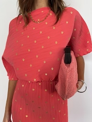 Never Fully Dressed Pink Plisse Tilly Dress - Image 2 of 7