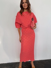 Never Fully Dressed Pink Plisse Tilly Dress - Image 3 of 7