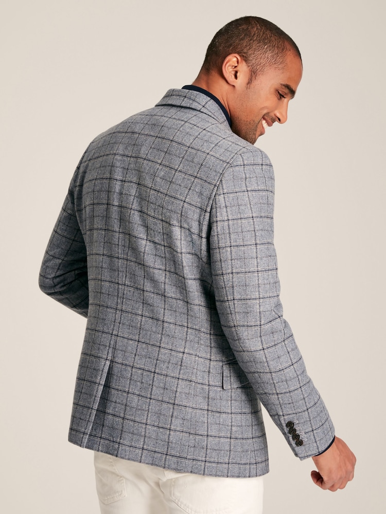 Joules Blue Check Slim Fit Suit Blazer - Image 2 of 10 Joules Blue Check Slim Fit Suit Blazer - Image 2 of 10
