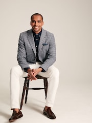Joules Blue Check Slim Fit Suit Blazer - Image 3 of 10