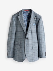 Joules Blue Check Slim Fit Suit Blazer - Image 5 of 10