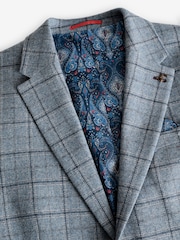 Joules Blue Check Slim Fit Suit Blazer - Image 6 of 10