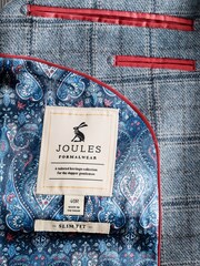 Joules Blue Check Slim Fit Suit Blazer - Image 7 of 10