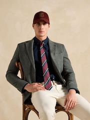 Joules Dark Green Herringbone Texture Slim Fit Blazer - Image 3 of 9