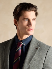 Joules Dark Green Herringbone Texture Slim Fit Blazer - Image 7 of 9