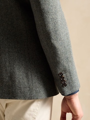 Joules Dark Green Herringbone Texture Slim Fit Blazer - Image 8 of 9