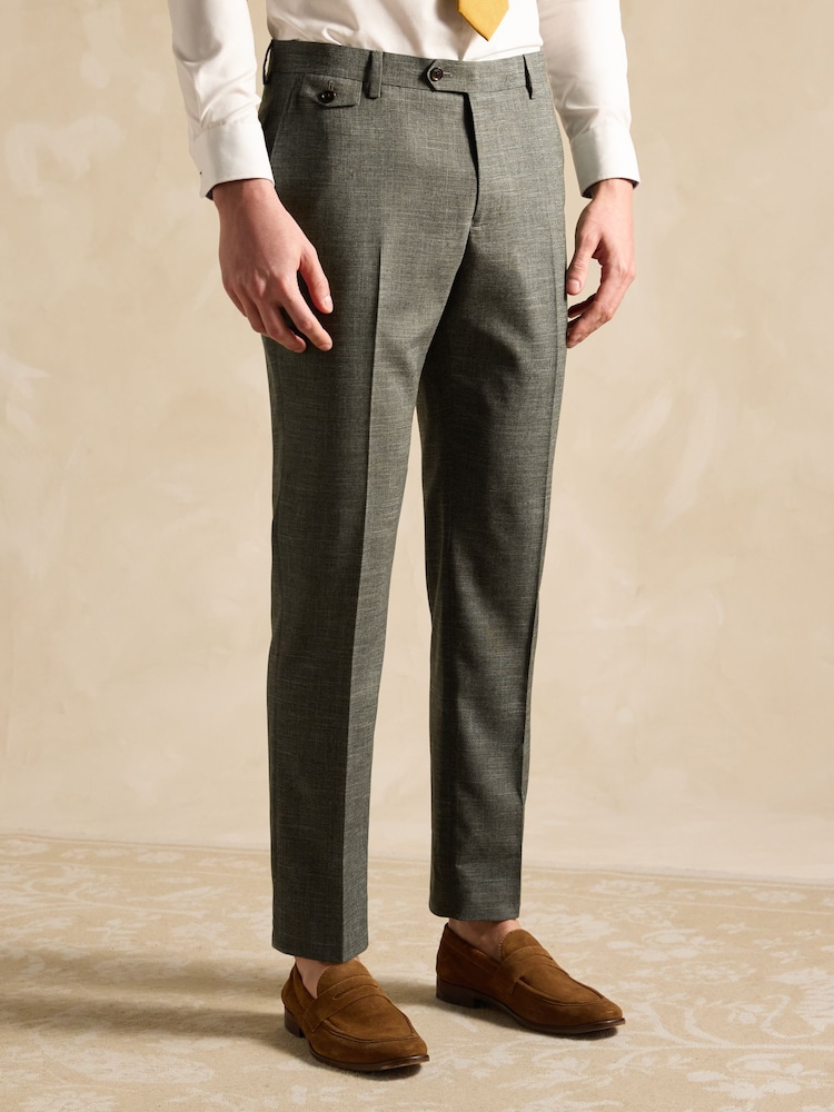 Green Slim Textured Suit Trousers - Image 1 of 6