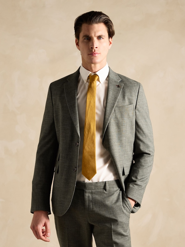 Joules Green Slim Textured Suit Jacket - Image 8 of 8