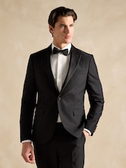 Joules Black Slim Fit Tuxedo Suit Jacket - Image 1 of 12