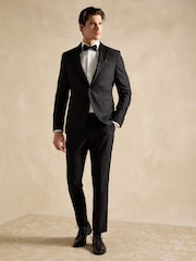Joules Black Slim Fit Tuxedo Suit Jacket - Image 4 of 12