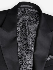 Joules Black Slim Fit Tuxedo Suit Jacket - Image 9 of 12