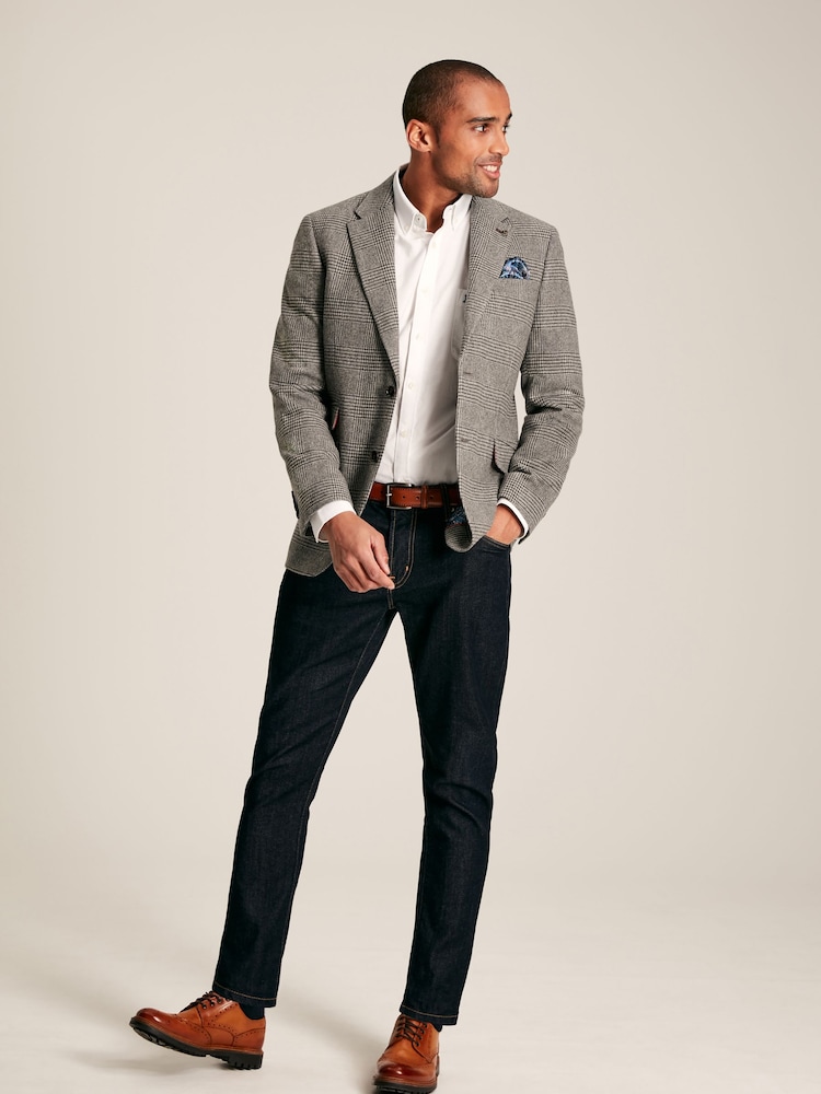 Joules Grey Prince of Wales Check Slim Fit Blazer - Image 2 of 11