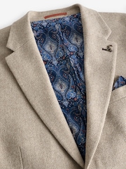 Joules Brown Herringbone Texture Slim Fit Blazer - Image 10 of 13