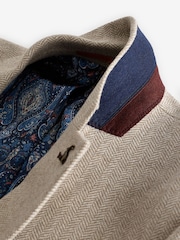 Joules Brown Herringbone Texture Slim Fit Blazer - Image 12 of 13