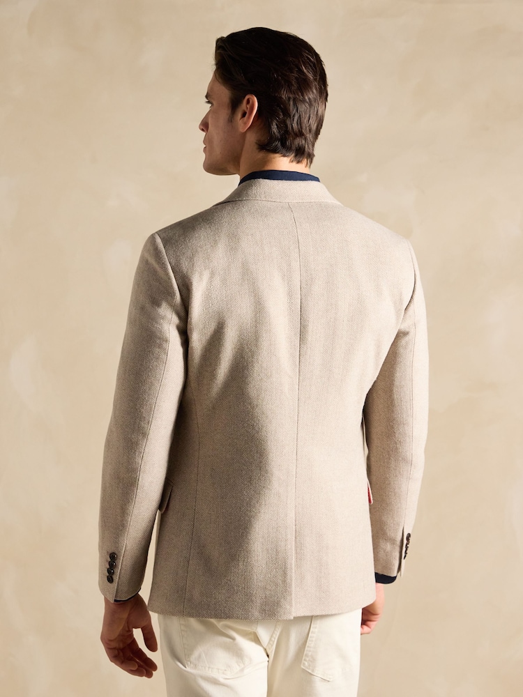 Joules Brown Herringbone Texture Slim Fit Blazer - Image 2 of 13 Joules Brown Herringbone Texture Slim Fit Blazer - Image 2 of 13