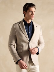 Joules Brown Herringbone Texture Slim Fit Blazer - Image 5 of 13