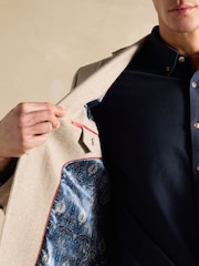 Joules Brown Herringbone Texture Slim Fit Blazer - Image 6 of 13