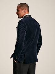 Joules Navy Slim Fit Velvet Blazer - Image 2 of 6