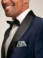 Joules Navy Slim Fit Velvet Blazer - Image 4 of 6