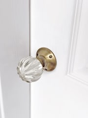 Laura Ashley Antique Brass Vivien Glass Mortice Knob Pair - Image 1 of 4
