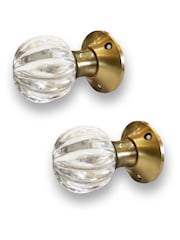 Laura Ashley Antique Brass Vivien Glass Mortice Knob Pair - Image 2 of 4