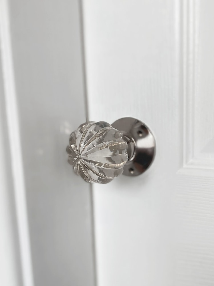 Laura Ashley Chrome Vivien Glass Mortice Knob Pair - Image 1 of 5