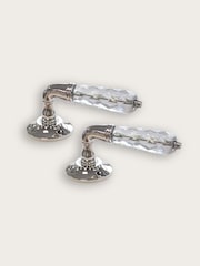 Laura Ashley Chrome Frances Glass Mortice Lever Handles Pair - Image 2 of 2