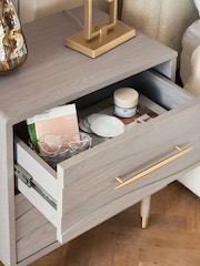Grey Adelaide Oak Effect Bedside Table - Image 3 of 11