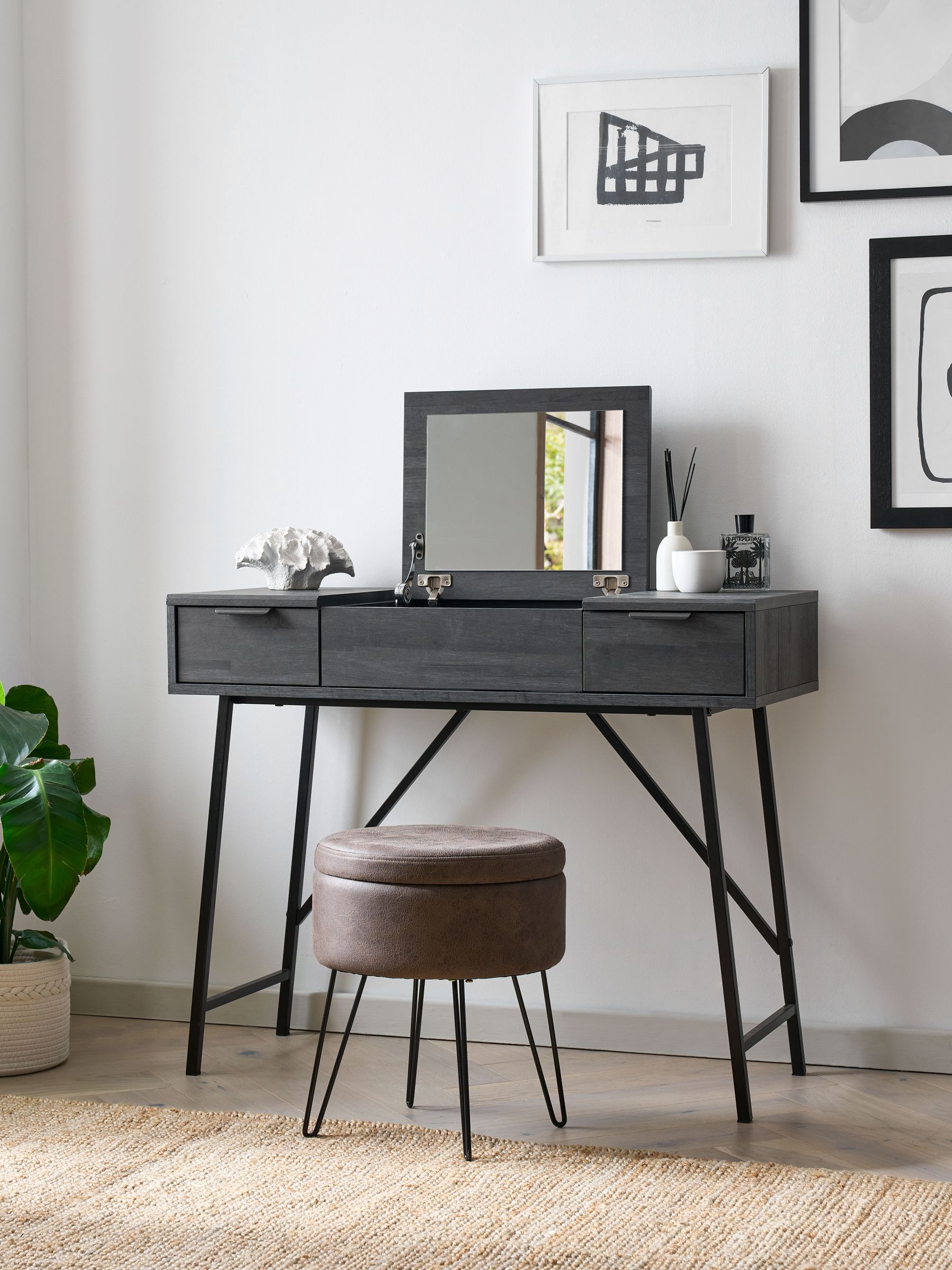 Buy Black Bronx Oak Effect Console Dressing Table from Next Ireland