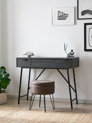 Black Bronx Oak Effect Console Dressing Table - Image 2 of 11