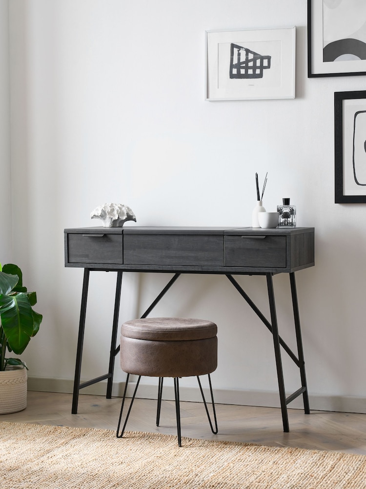 Black Bronx Oak Effect Console Dressing Table - Image 2 of 11