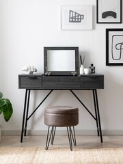 Black Bronx Oak Effect Console Dressing Table - Image 3 of 11