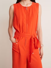 Rot - Jumpsuit mit Frontreißverschluss - Bild 3 von 3