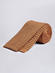 MOSS Gold Knitted Silk Tie - Image 1 of 2