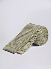 MOSS Green Knitted Silk Tie - Image 1 of 2