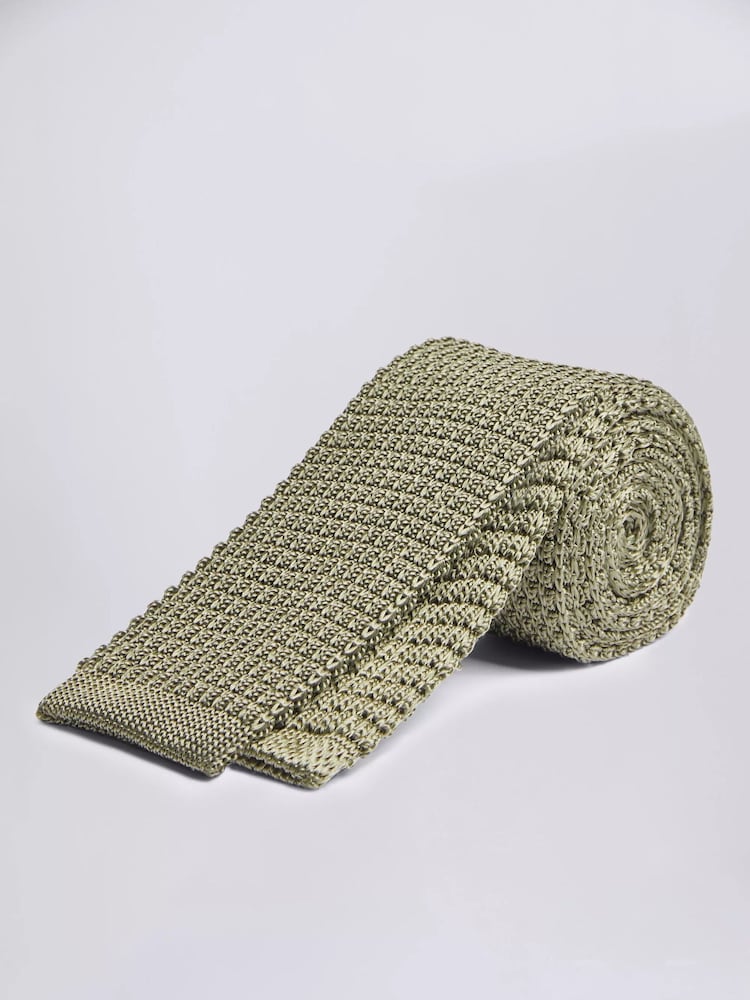 MOSS Green Knitted Silk Tie - Image 1 of 2