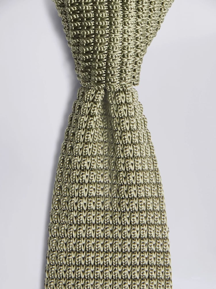 MOSS Green Knitted Silk Tie - Image 2 of 2