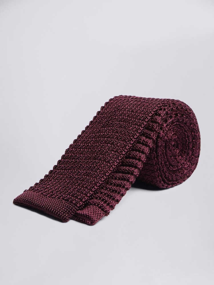 MOSS Red Knitted Silk Tie - Image 1 of 2