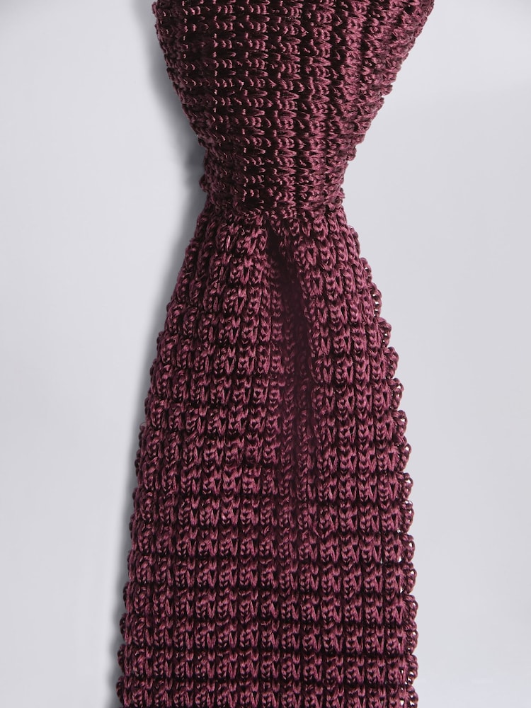 MOSS Red Knitted Silk Tie - Image 2 of 2