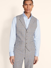 MOSS Tailored Fit B&W with Blue Check Suit Waistcoat - Image 1 of 3