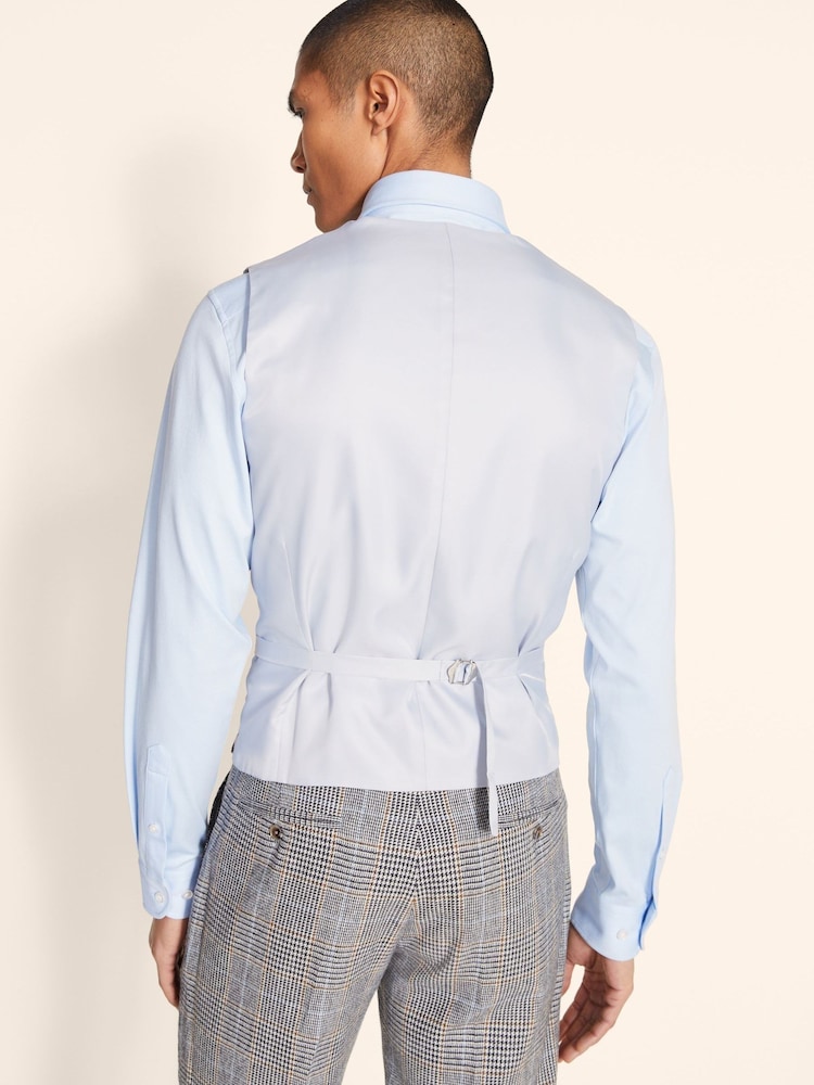 MOSS Tailored Fit B&W with Blue Check Suit Waistcoat - Image 2 of 3