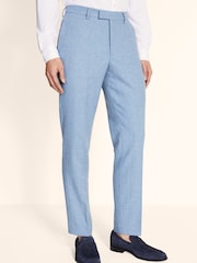 Moss Dusty Blue Tailored Fit Herringbone Suit: Trousers - Image 1 of 3
