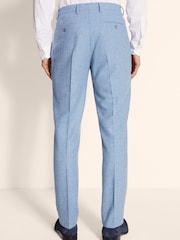 Moss Dusty Blue Tailored Fit Herringbone Suit: Trousers - Image 2 of 3