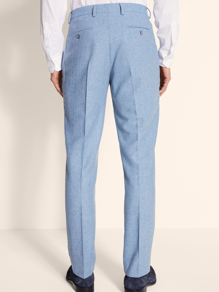 Moss Dusty Blue Tailored Fit Herringbone Suit: Trousers - Image 2 of 3
