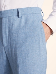 Moss Dusty Blue Tailored Fit Herringbone Suit: Trousers - Image 3 of 3