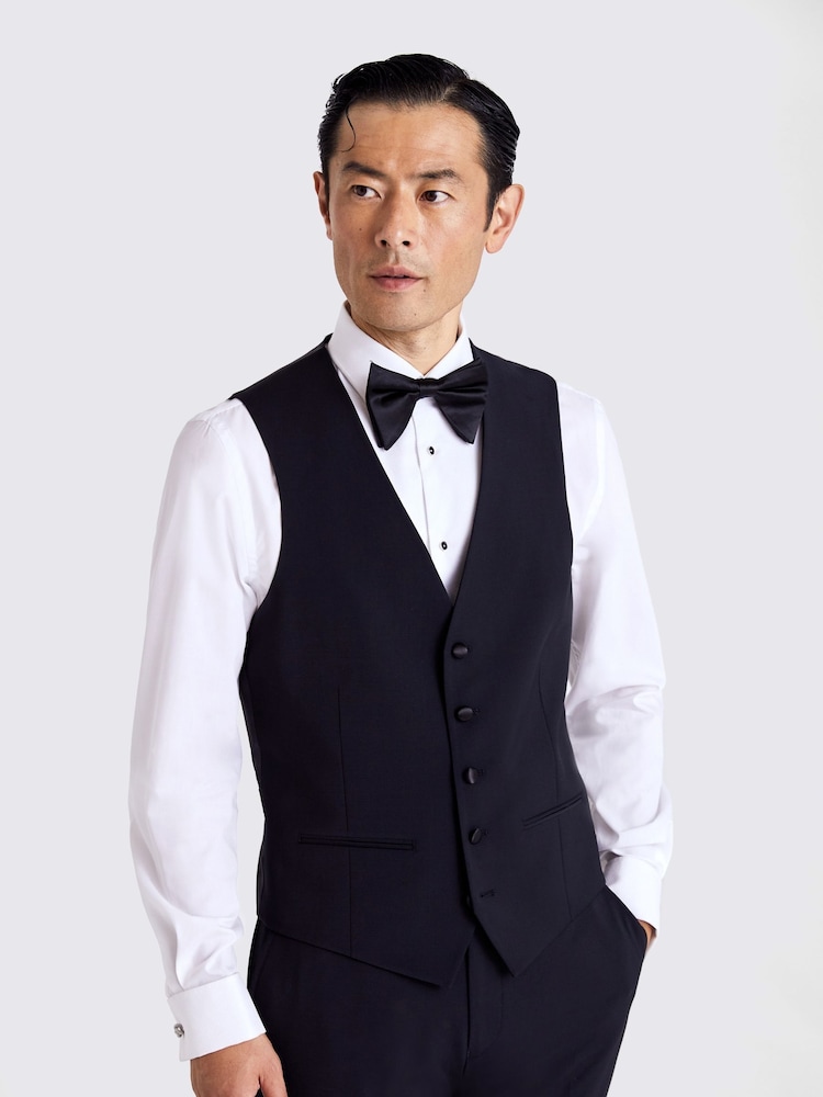 MOSS Black Tailored Fit Performance Dresswear Waistcoat - Image 1 of 3 MOSS Black Tailored Fit Performance Dresswear Waistcoat - Image 1 of 3