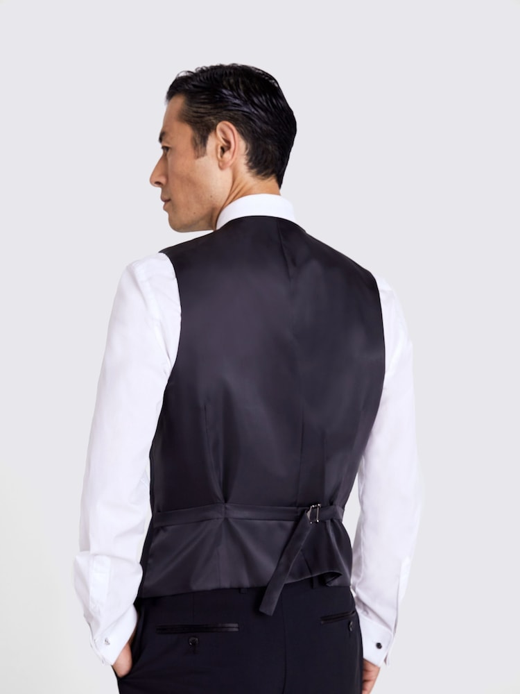 MOSS Black Tailored Fit Performance Dresswear Waistcoat - Image 2 of 3 MOSS Black Tailored Fit Performance Dresswear Waistcoat - Image 2 of 3