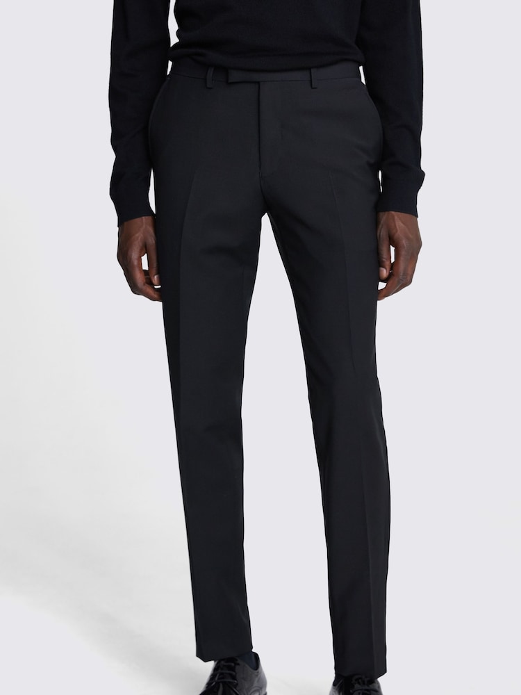 MOSS Black Tailored Fit Performance Dress Suit Trousers - Image 1 of 4