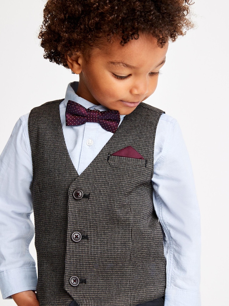 Marron fauve - Ensemble gilet, chemise, pantalon et nœud papillon Heritage Check (3 mois à 9 ans) - Image 3 of 6